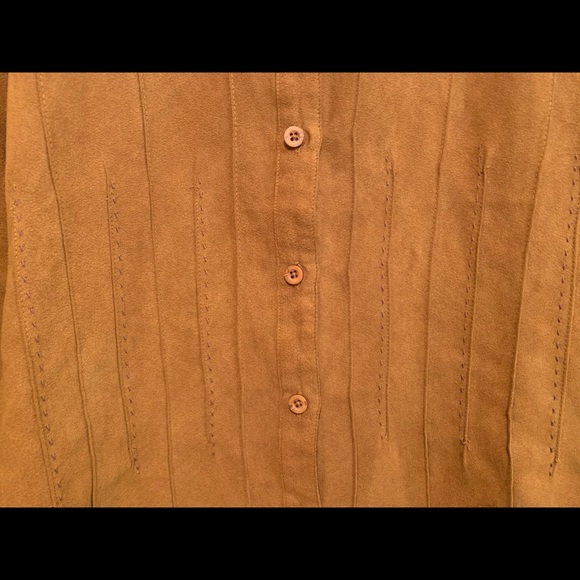 Lemon Grass Studio Polyester Faux Suede Button Up - Picture 2 of 6